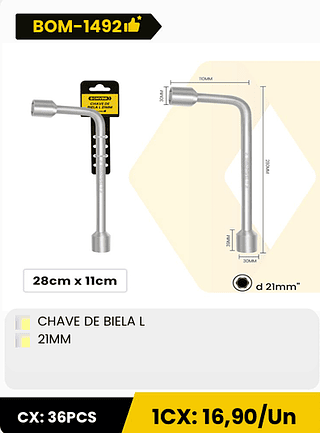 CHAVE DE BIELA L 21MM CX: 36PCS 1CX: 16,90/Un
