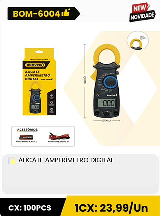 ALICATE AMPERÍMETRO DIGITAL CX: 100PCS 1CX: 23,99/Un