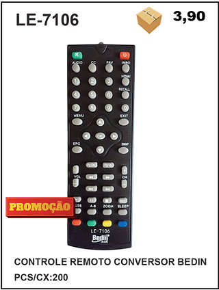 CONTROLE REMOTO CONVERSOR BEDIN 200pç=3,9$