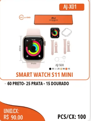 SMARTWATCH S11 MINI UNID.CX:RS 90.00 PCS/CX:100