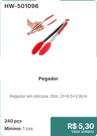 Pegador 240 pçs R$ 5,30