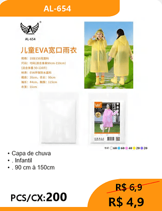 Capa de chuva PCS/CX:200 R$ 4,9