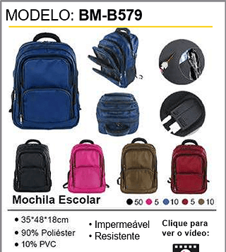 Mochila Escolar 80PCS/CX Unid.CX:37,00