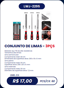 CONJUNTO DE LIMAS - 3PÇS UNID. CX: R$ 17,00 PCS/CX: 60