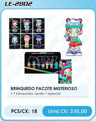 BRINQUEDO PACOTE MISTERIOSO PCS/CX: 18 Unid.CX: 330,00