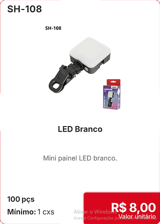 LED Branco 100 pçs R$ 8,00