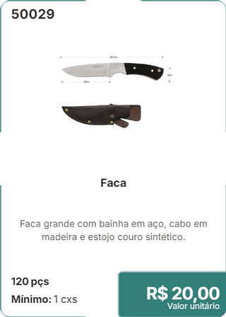 Faca 120 pçs R$ 20.00