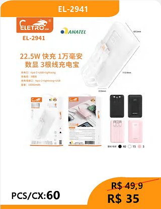 POWER BANK PCS/CX:60 R$35