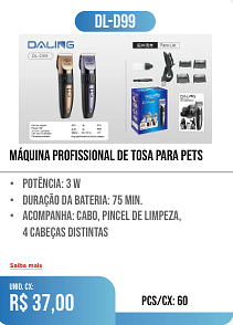 máquina profissional de tosa para pets PCS/CX: 60 UNID. CX: r$ 37,00