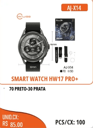 SMART WATCH HW17 PRO+ UNID.CX: RS 85.00 PCS/CX:100