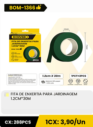 FITA DE ENXERTIA PARA JARDINAGEM 1.2CM*30M CX: 288PCS 1CX: 3,90/Un