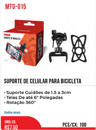 SUPORTE DE CELULAR PARA BICICLETA 100pç=7,5$