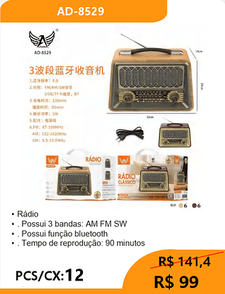 Rádio PCS/CX:12 R$99