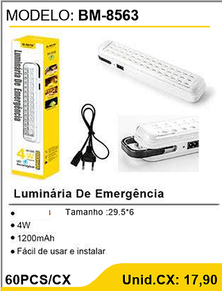 Luminária De Emergência 60PCS/CX Unid.CX: 17,90