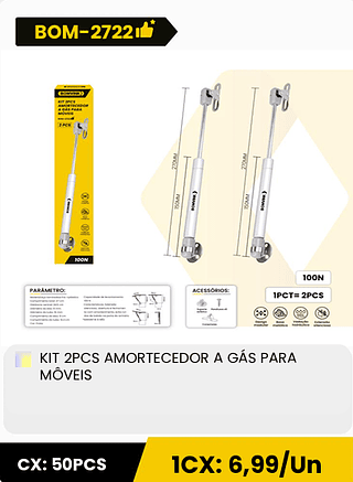 KIT 2PCS AMORTECEDOR A GÁS PARA MÔVEIS CX: 50PCS 1CX: 6,99/Un