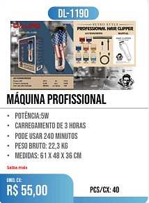 máquina profissional PCS/CX: 40 UNID. CX: r$ 55,00