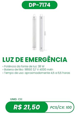 LUZ DE EMERGÊNCIA 100PÇ=21,5$