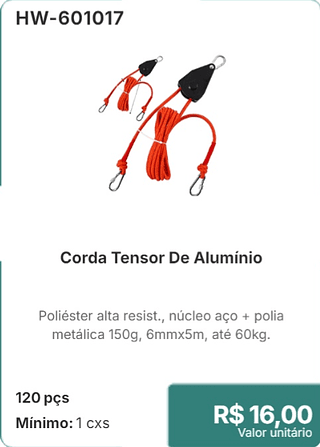 Corda Tensor De Alumínio 120 pçs R$ 16.00