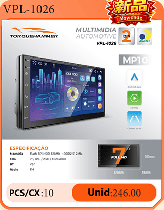 Multimidia Automotive PCS/CX:10 Unid:246.00