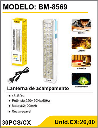 Lanterna de acampamento 30PCS/CX Unid.CX:26,00