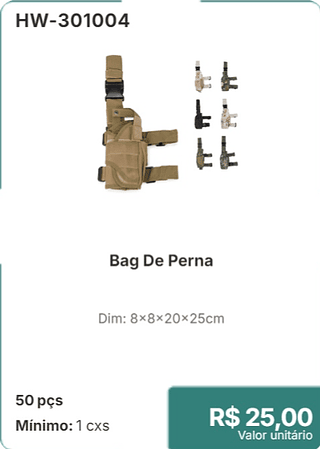 Bag De Perna 50 pçs R$ 25,00
