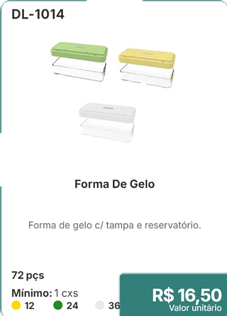 Forma De Gelo 72 pçs R$ 16,50