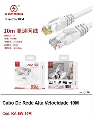 Cabo De Rede Alta Velocidade 10M R$ 11,25 PCS/CX:80