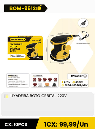 LIXADEIRA ROTO ORBITAL 220V CX: 10PCS 1CX: 99,99/Un
