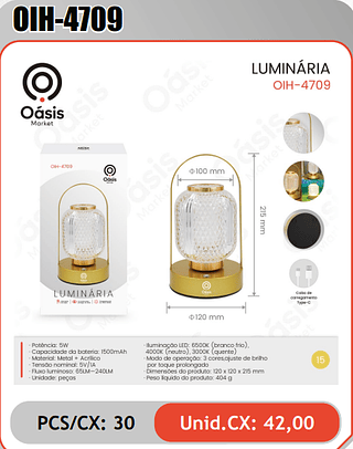 LUMINARIA PCS/CX: 30 Unid.CX: 42,00