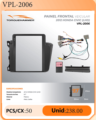PAINEL FRONTAL VEICULAR 2012 HONDA CIVIC (LHD) PCS/CX:50 Unid:238.00