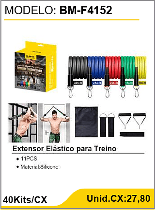 Extensor Elastico para Treino 40Kits/CX Unid.CX:27,80