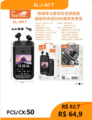 FONE BLUETOOTH COM CARREGAMENTO PORTÁTIL PCS/CX:50 R$64,9
