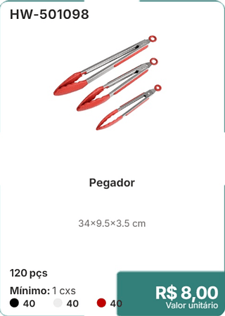 Pegador 120 pçs R$ 8.00