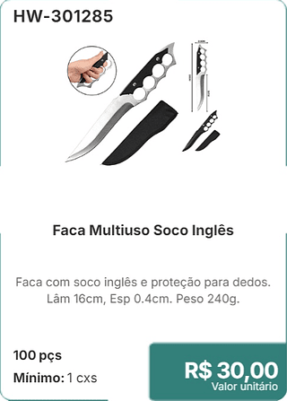 Faca Multiuso Soco Inglês 100 pçs R$ 30.00