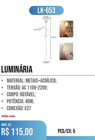 Luminária 5pç=115$