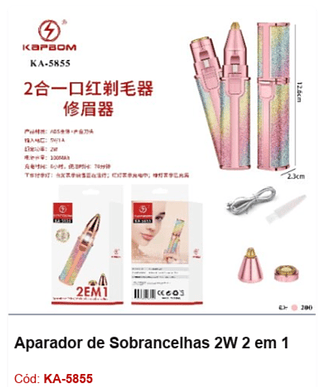 Aparador de Sobrancelhas 2W 2 em 1 R$ 10,8 PCS/Cx: 200