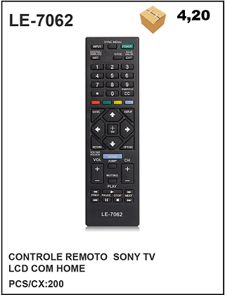 CONTROLE REMOTO SONY TV LCD COM HOME 200pç=4,2$