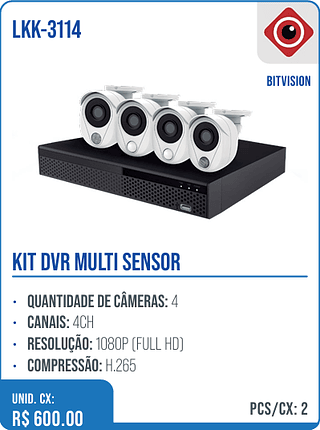 KIT DVR MULTI SENSOR UNID. CX: R$ 600.00 PCS/CX: 2