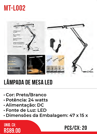 LÂMPADA DE MESA LED 20pç=89$