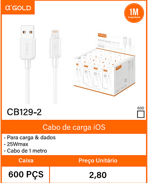 Cabo de carga iOS - Caixa 600 PCS Preco Unitario 2,80