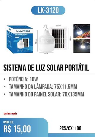 sistema de luz solar portátil 100pç=15$