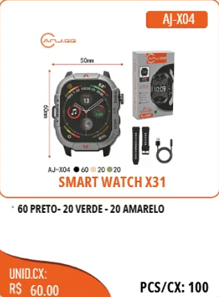 SMART WATCH X31 UNID.CX:RS 60.00 PCS/CX:100