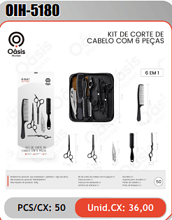 KIT DE CORTE DECABELO COM 6 PECAS PCS/CX: 50 Unid.CX: 36,00