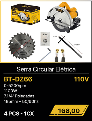 Serra Circular Elétrica 110V 4PCS R$168,00
