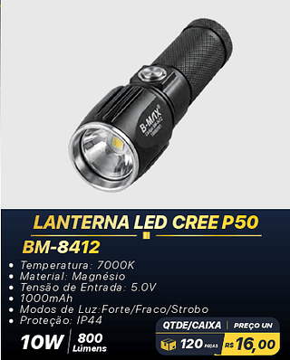 LANTERNA LED CREE P50 120PÇS R$16,00