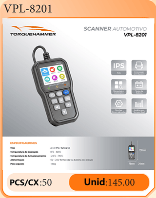 SCANNER AUTOMOTIVO PCS/CX:50 Unid:145.00