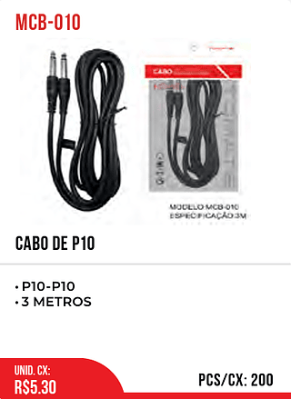 CABO DE P10 200pç=5,3$
