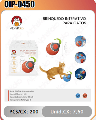 BOLA INTERATIVAPARA GATOS PCS/CX:200 100100 Unid.CX: 7,50