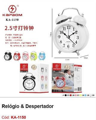 Relógio & Despertador R$13,5 PCS/CX:100
