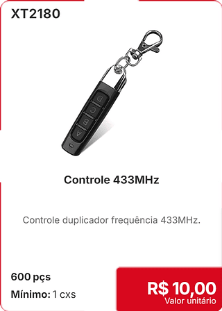 Controle 433MHz 600 pçs R$ 10.00